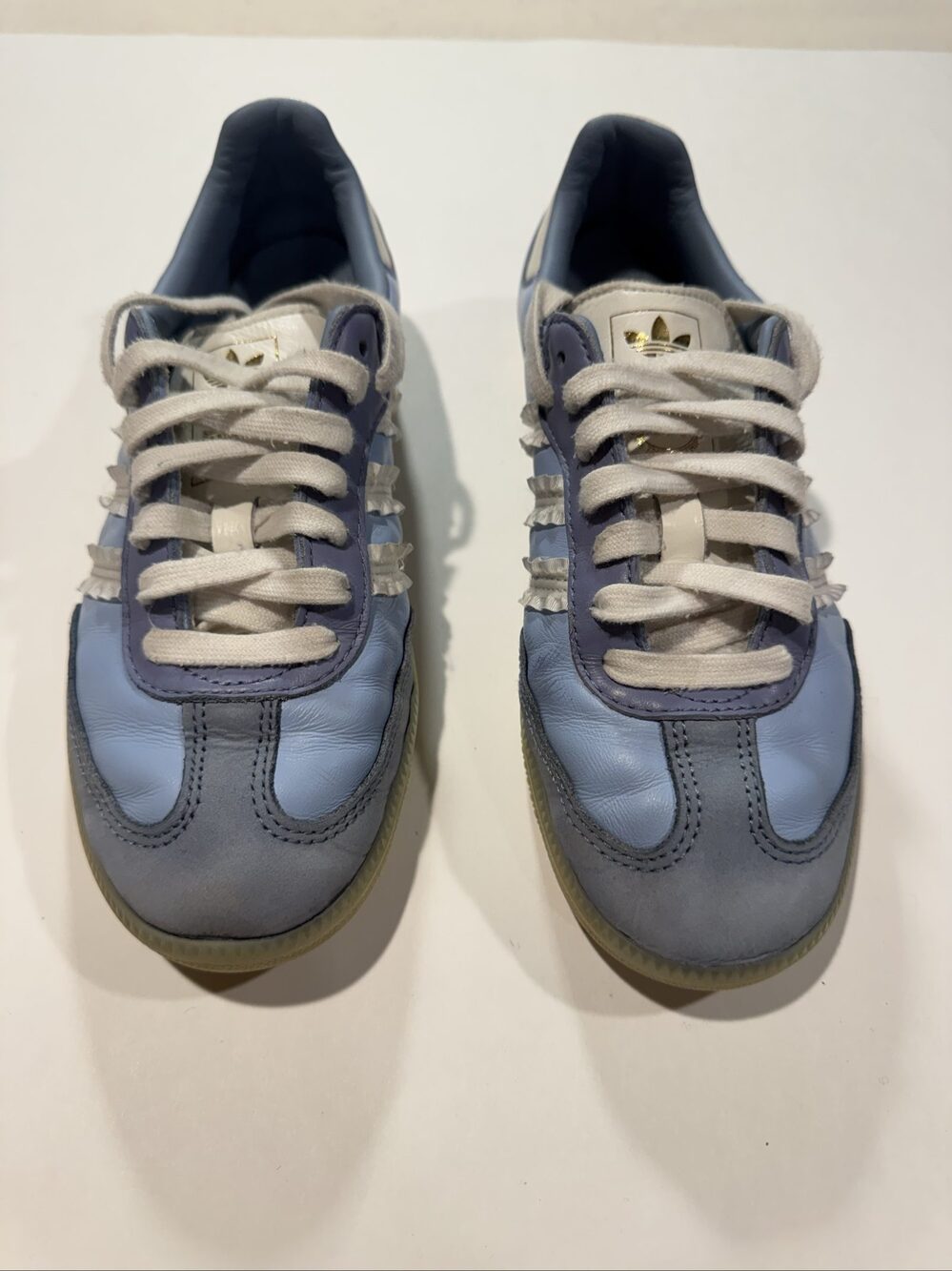 Women’s Adidas Samba OG Ruffle Stripes Sneakers – Clear Sky Blue – 7